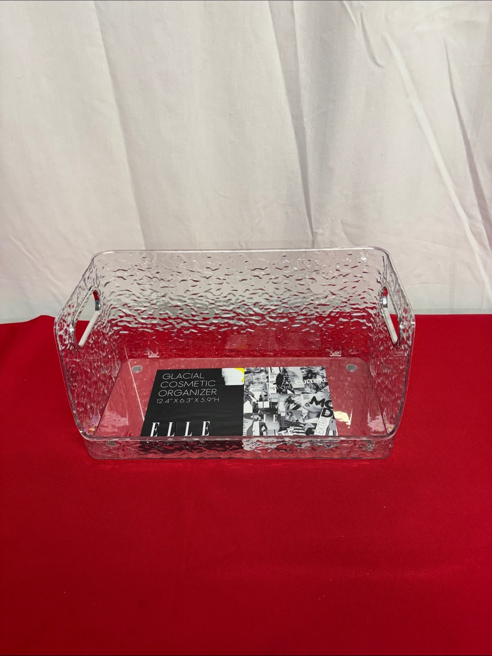 ELLE Clear Textured Glacial Cosmetic Organizer with Side Handles